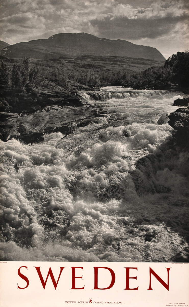 Sweden Original Travel Poster Swollen River Photo