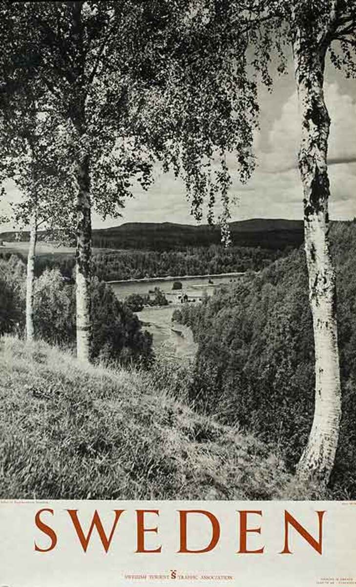 Sweden Original Travel Poster Farm and fields Photo