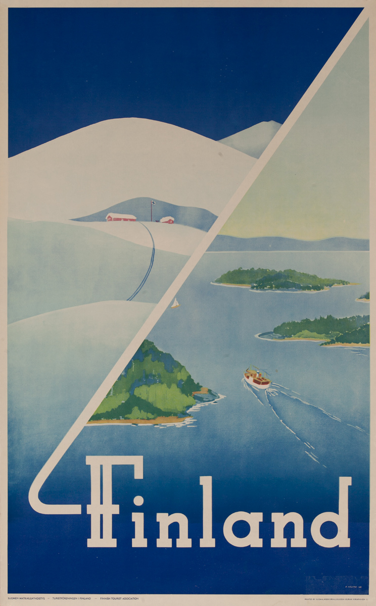 Finland Winter Summer Original Travel Poster