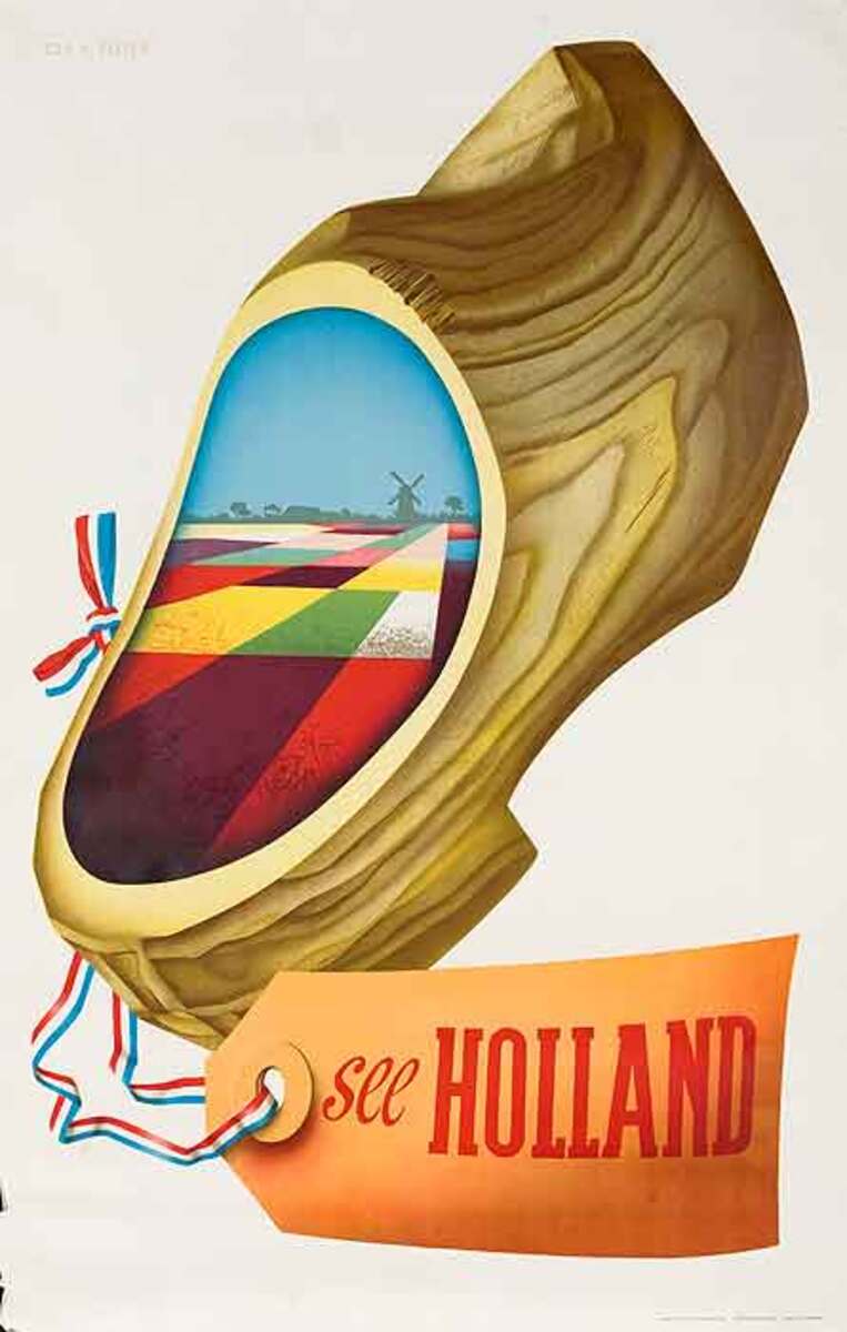 See Holland Wooden Shoe Original Travel Poster