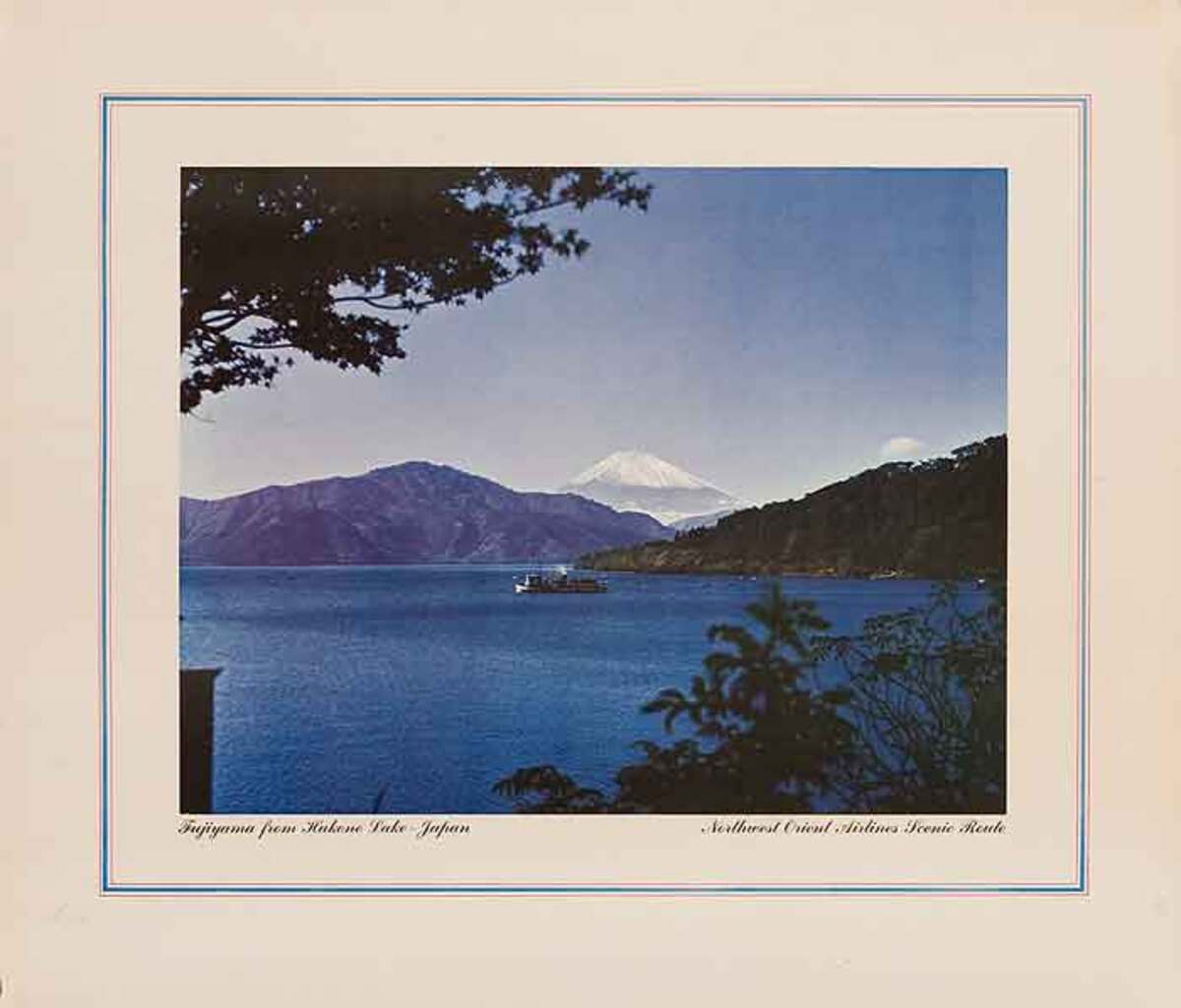 Mt Fuji From Hakone Lake Original Japanes Travel Poster