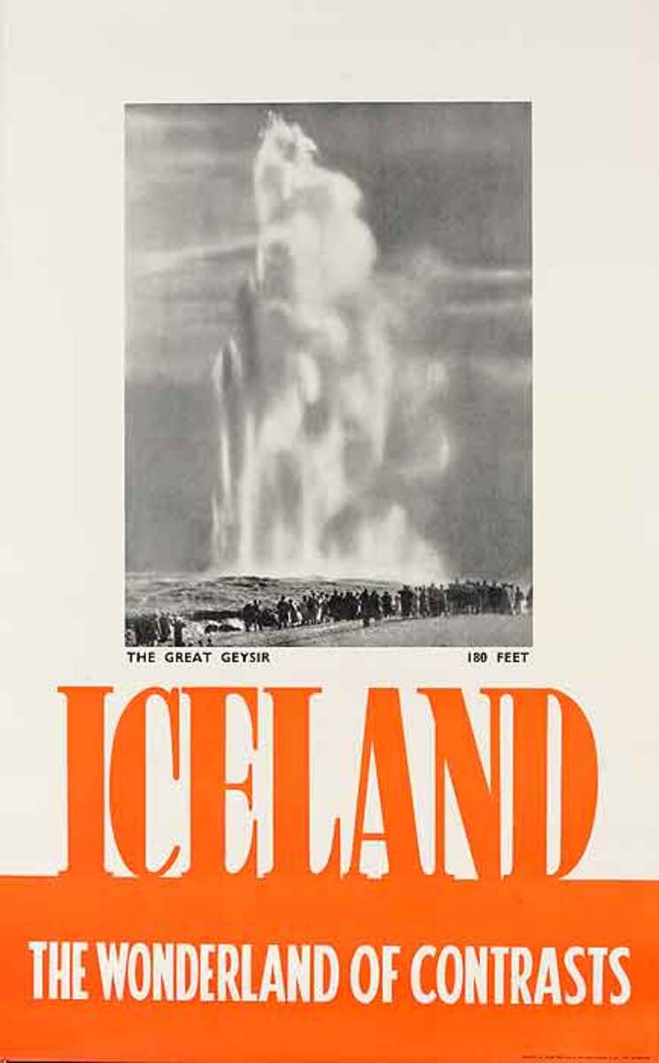 Iceland The Wonderland Of Contrasts Original Travel Poster