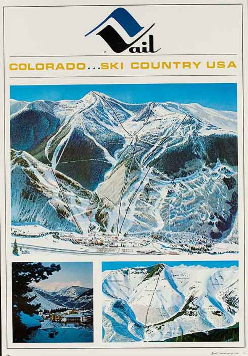 Vail Colorado Original Travel Poster Ski Country USA