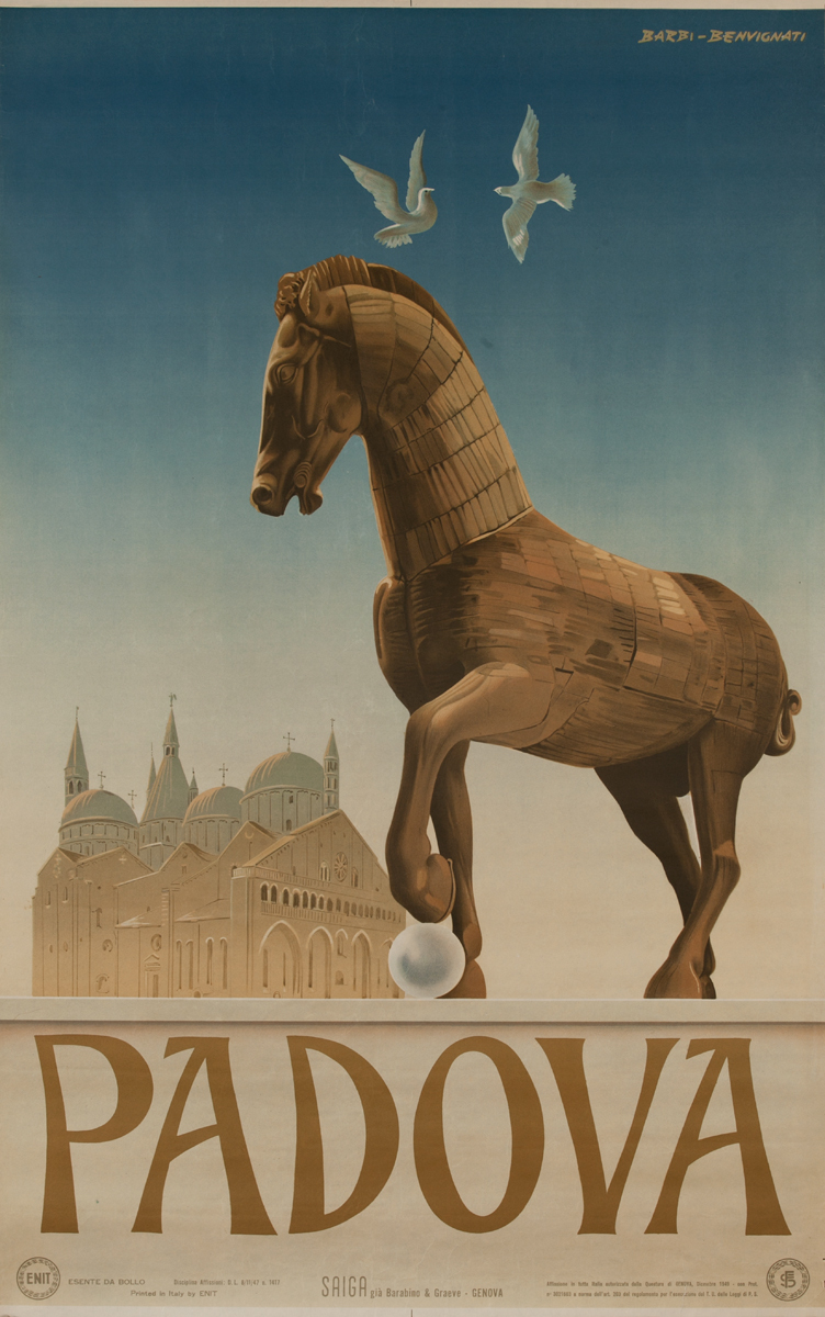 Padova Italy ENIT Original Travel Poster Horse