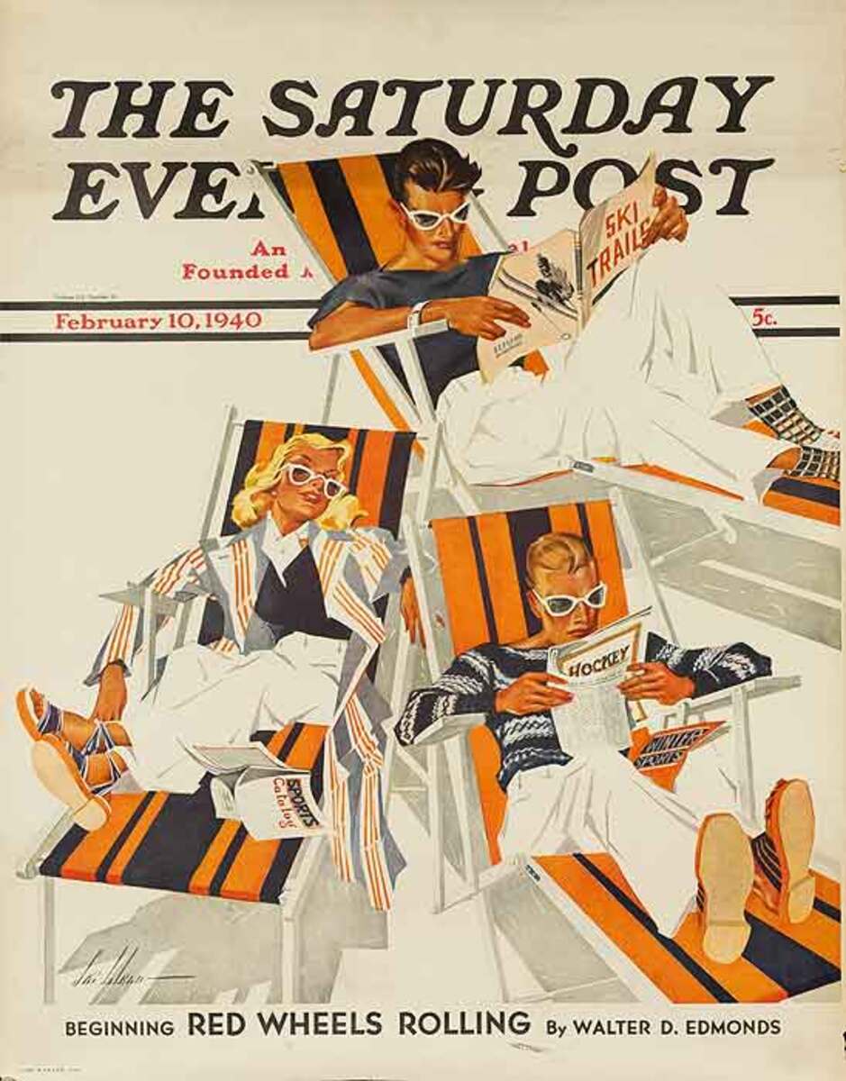 Saturday Evening Poster Original American Literary Poster Apres SKi