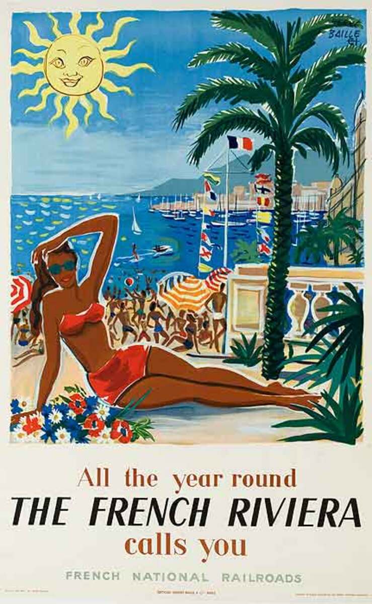 The French Riviera All Year Round Original French Travel Poster