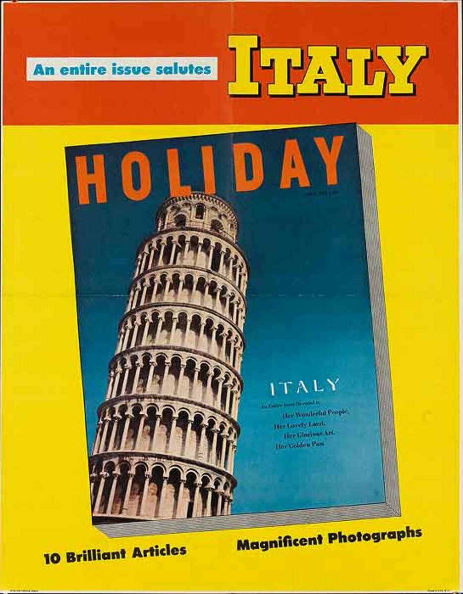 Holiday Magazine Original Literary Advertising Poster Italy