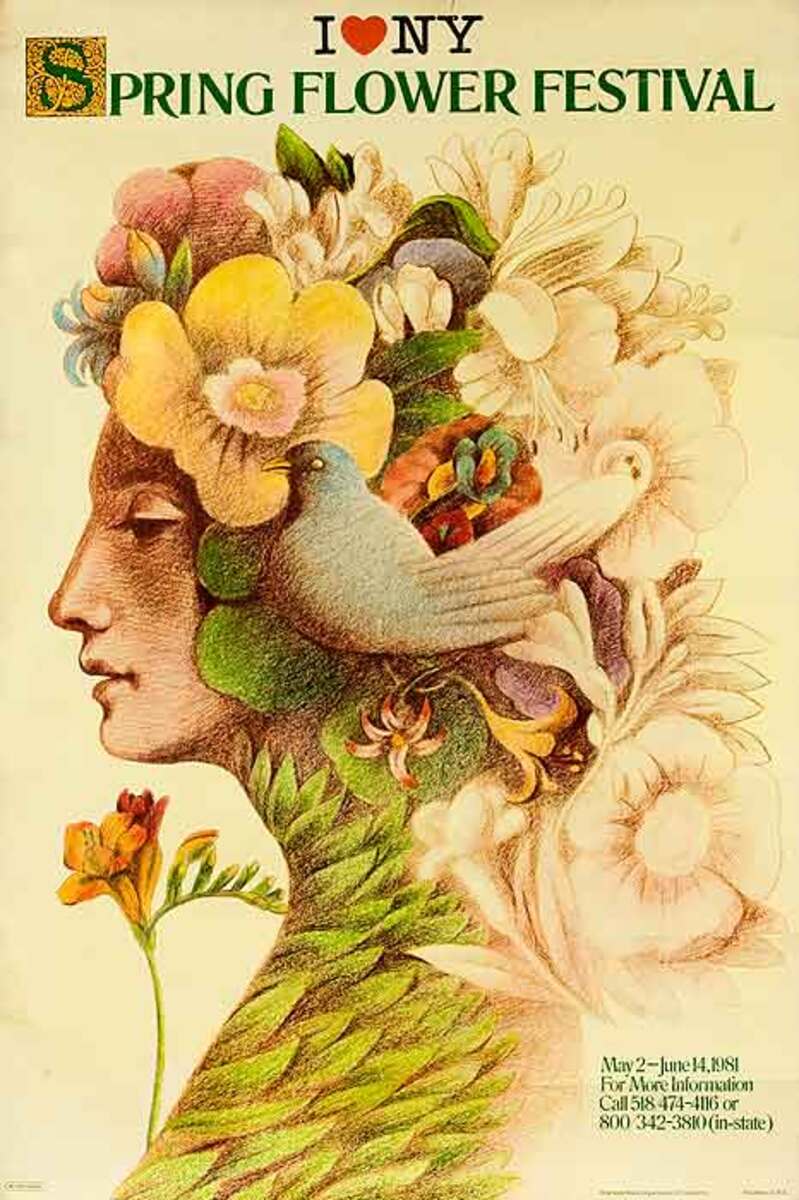 I Love NY Spring Flower Festival Original American Travel Poster