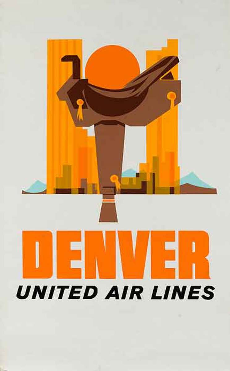 United Air Lines Denver Original Travel Poster