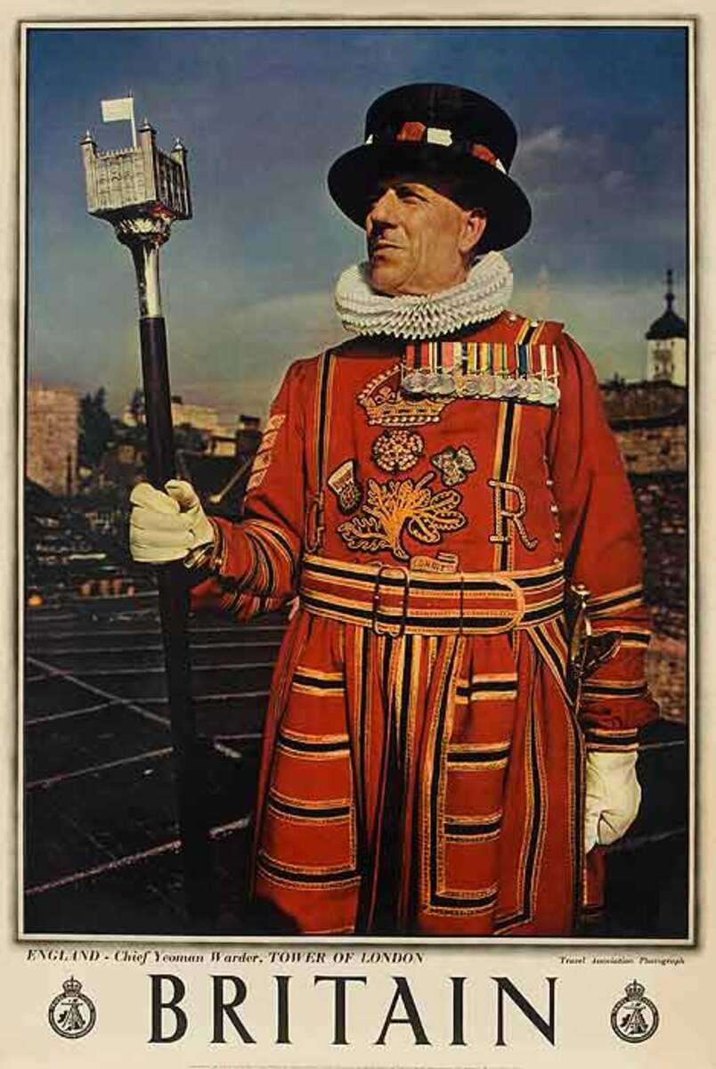 Britain Beefeater Original Travel Poster Color Photo