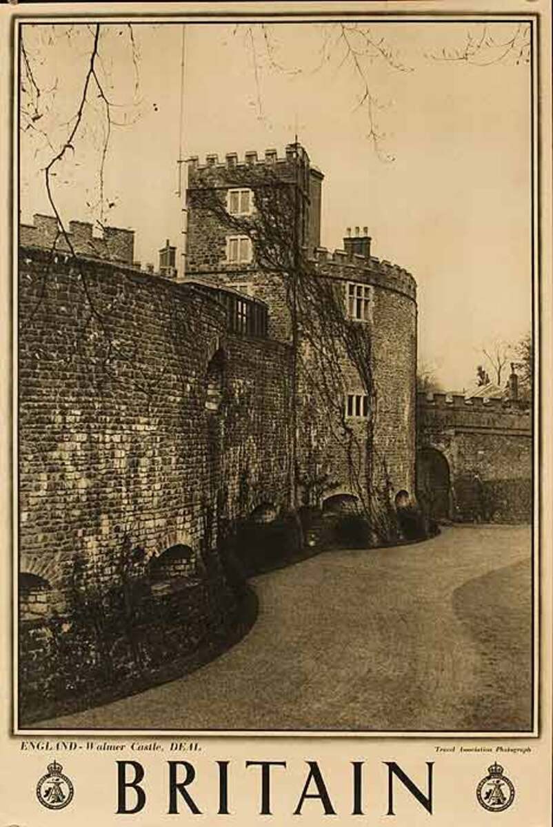 Britain Walmer Castle Original Travel Poster B&W Photo