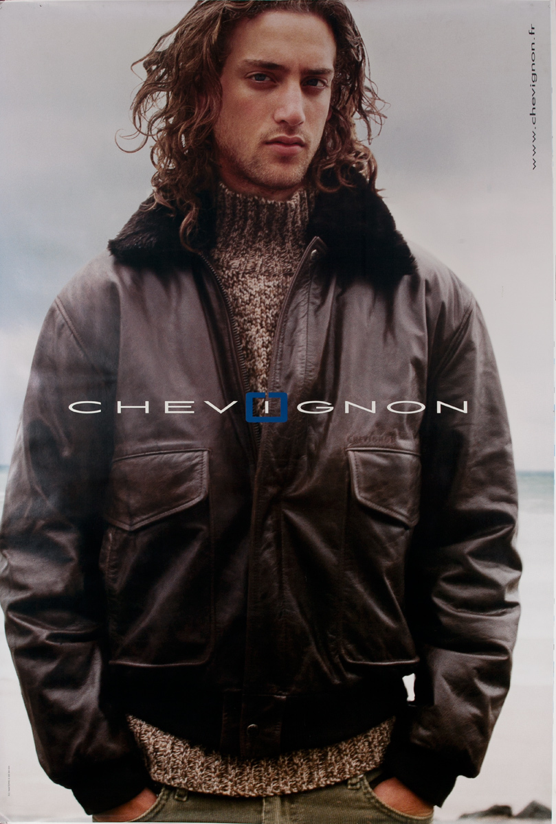 Chevignon Leather Jacket Original Advertising Poster