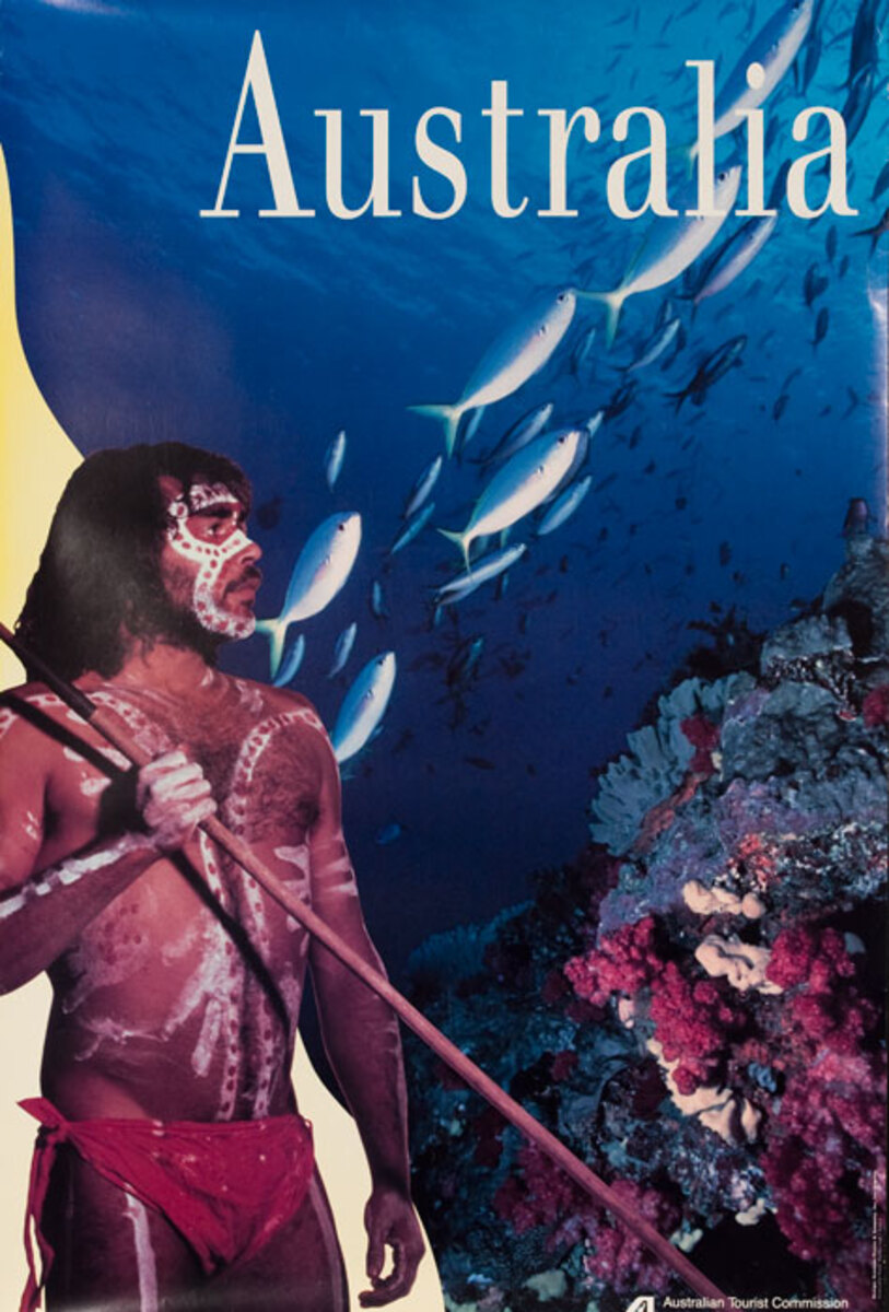 Australian Tourist Board Original Travel Poster Aborigine Reef Photo