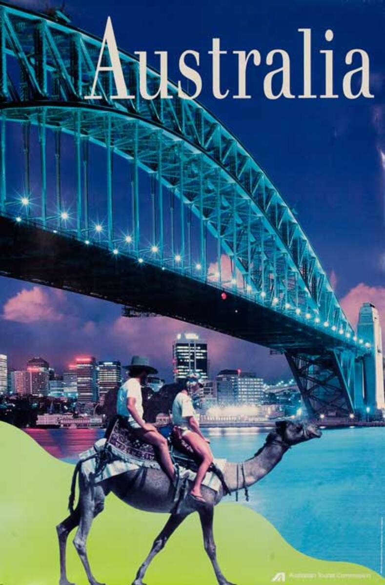 Australian Tourist Board Original Travel Poster Sidney Harbor Bridge Photo