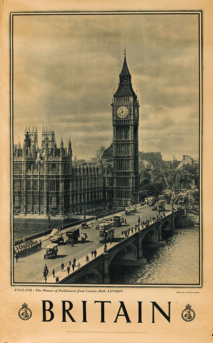 Britain Original Travel Poster Big Ben Photo