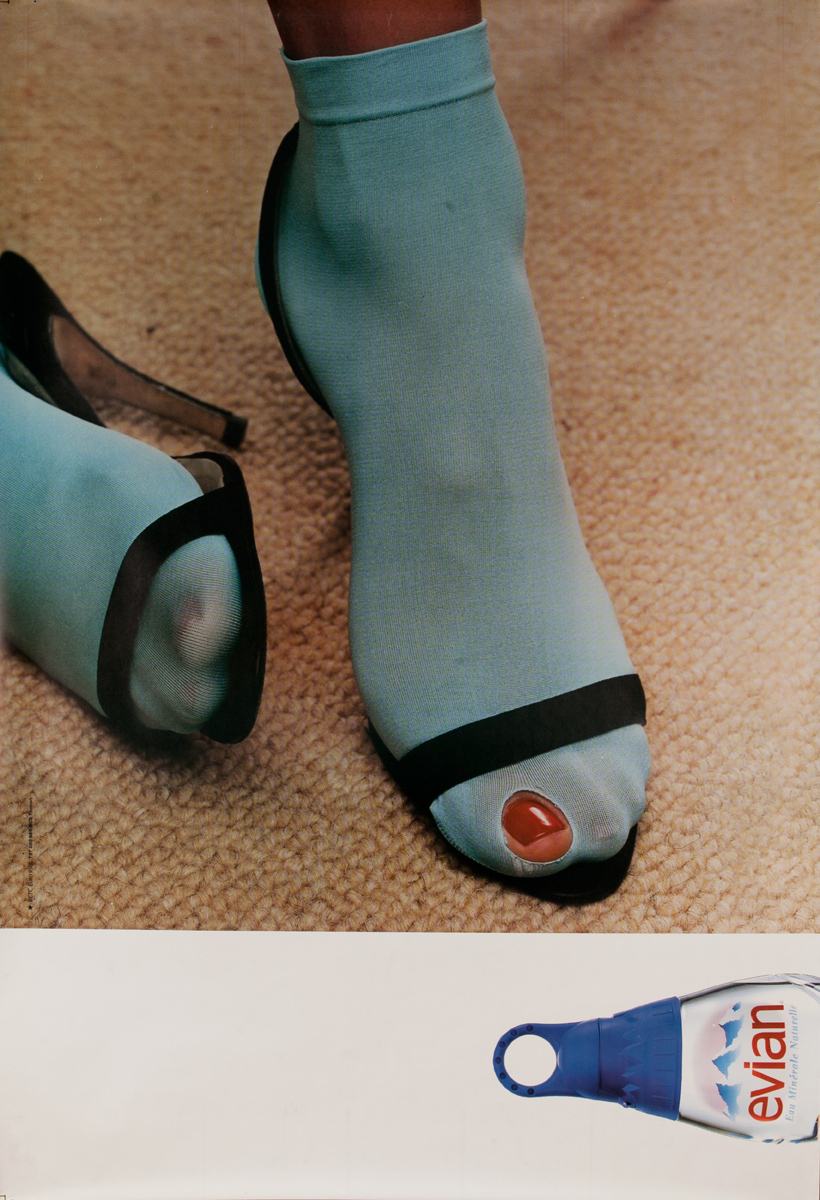 Evian Vintage Original Advertising Poster blue socks
