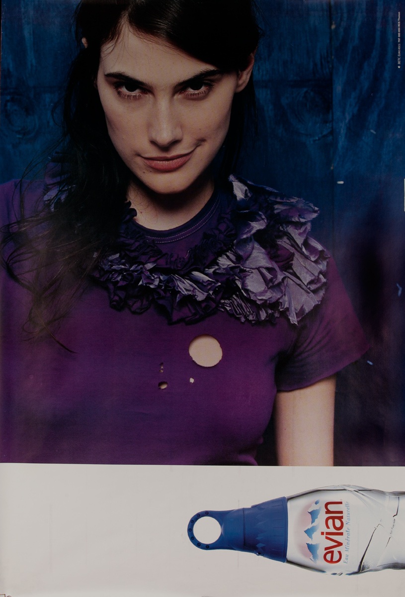 Evian Vintage Original Advertising Poster purple shirt