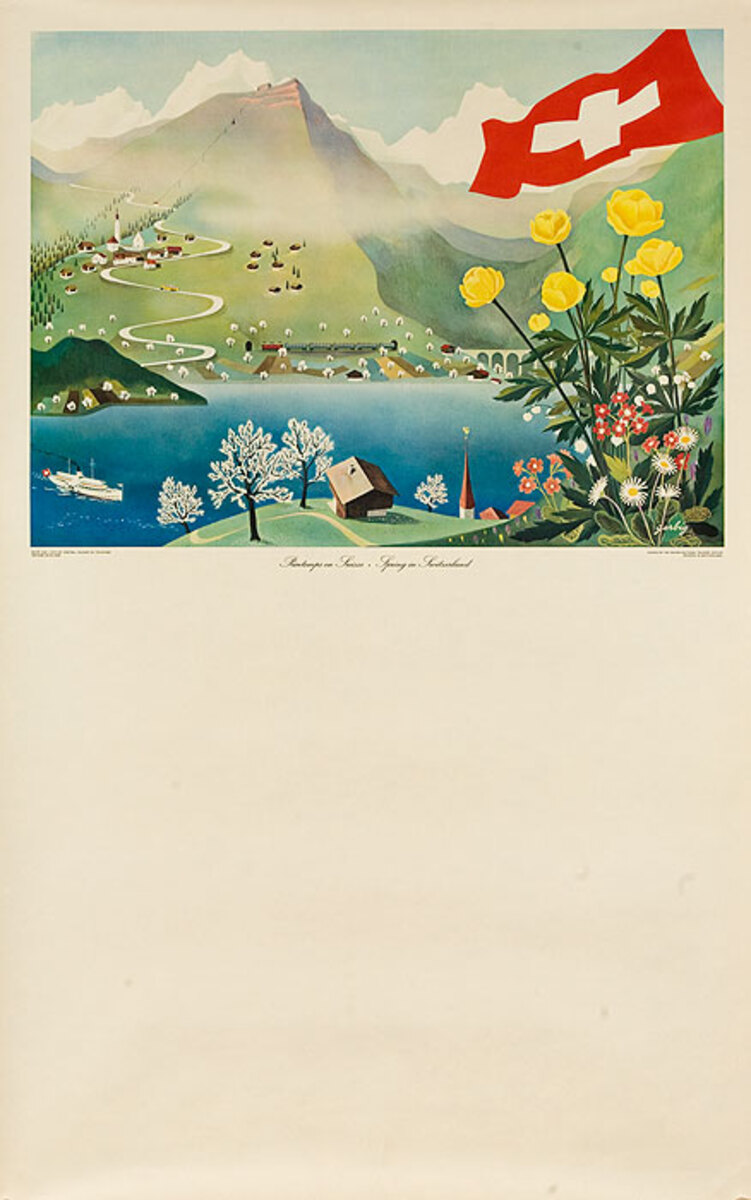 Switzerland in the Spring Original Travel Poster