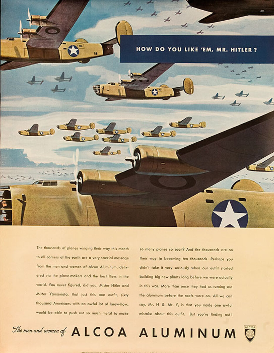 How Do You Like 'Em Mr. Hitler? Original WWII ALCOA Homefront Poster