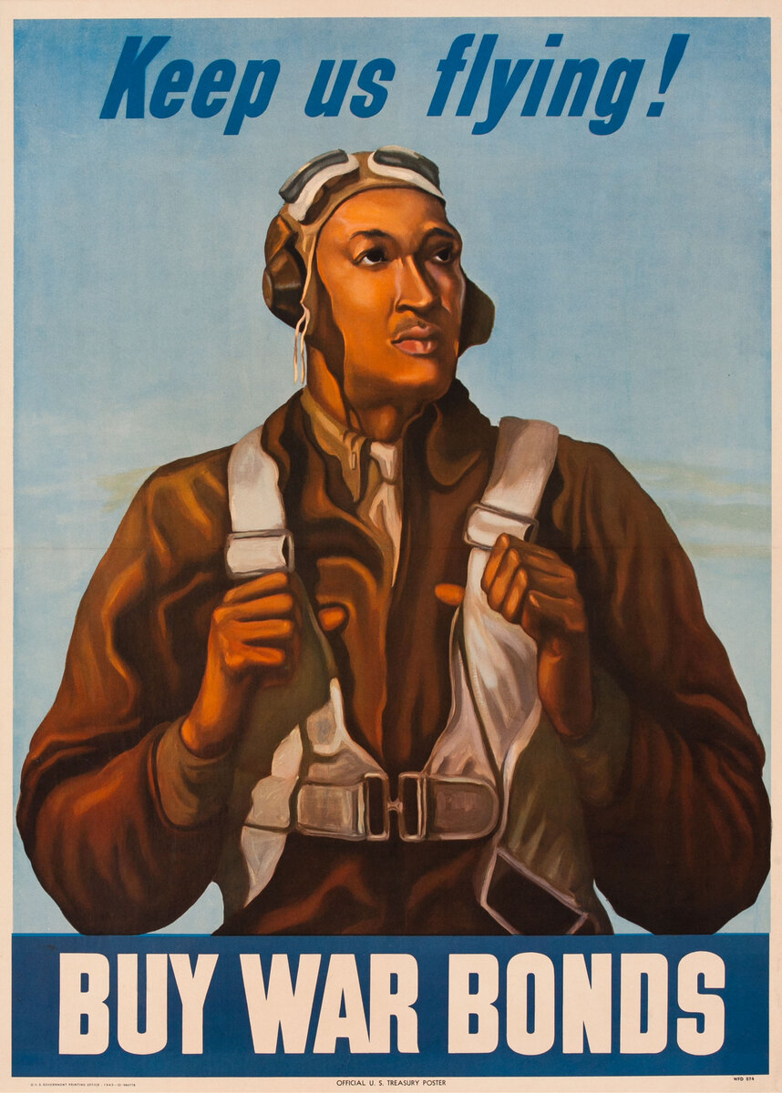 Keep Us Flying Original WWII War Bonds Poster Tuskegee Airman