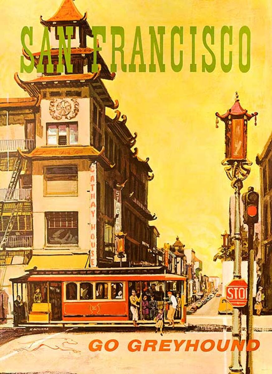 Greyhound Bus Lines Original Travel Poster San Francisco Cable Car