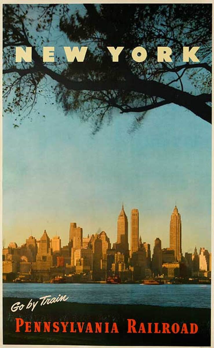 Pennsylvania Railroad New York Original Travel Poster Skyline