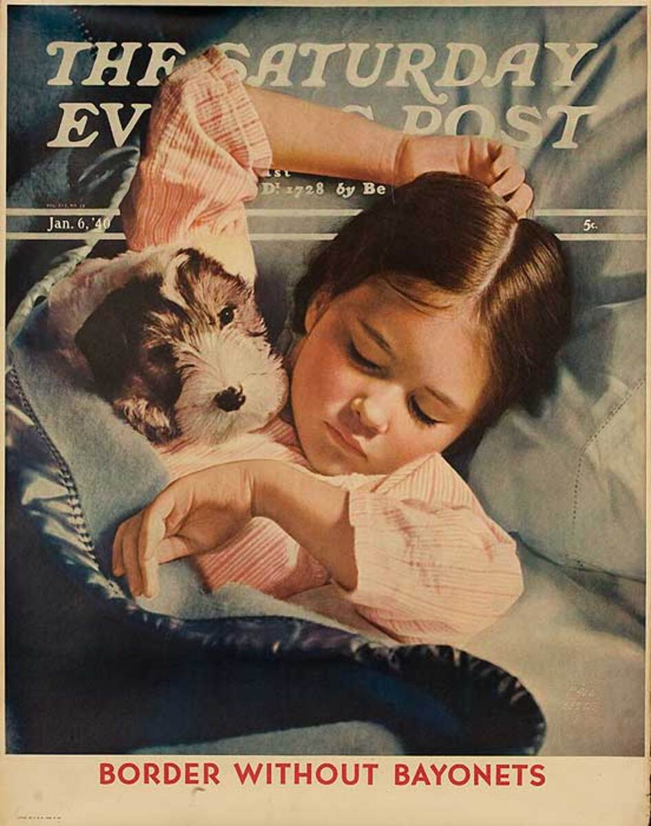 The Saturday Evening Post Original Advertising Poster Jan 6. 1940 Sleeping Child