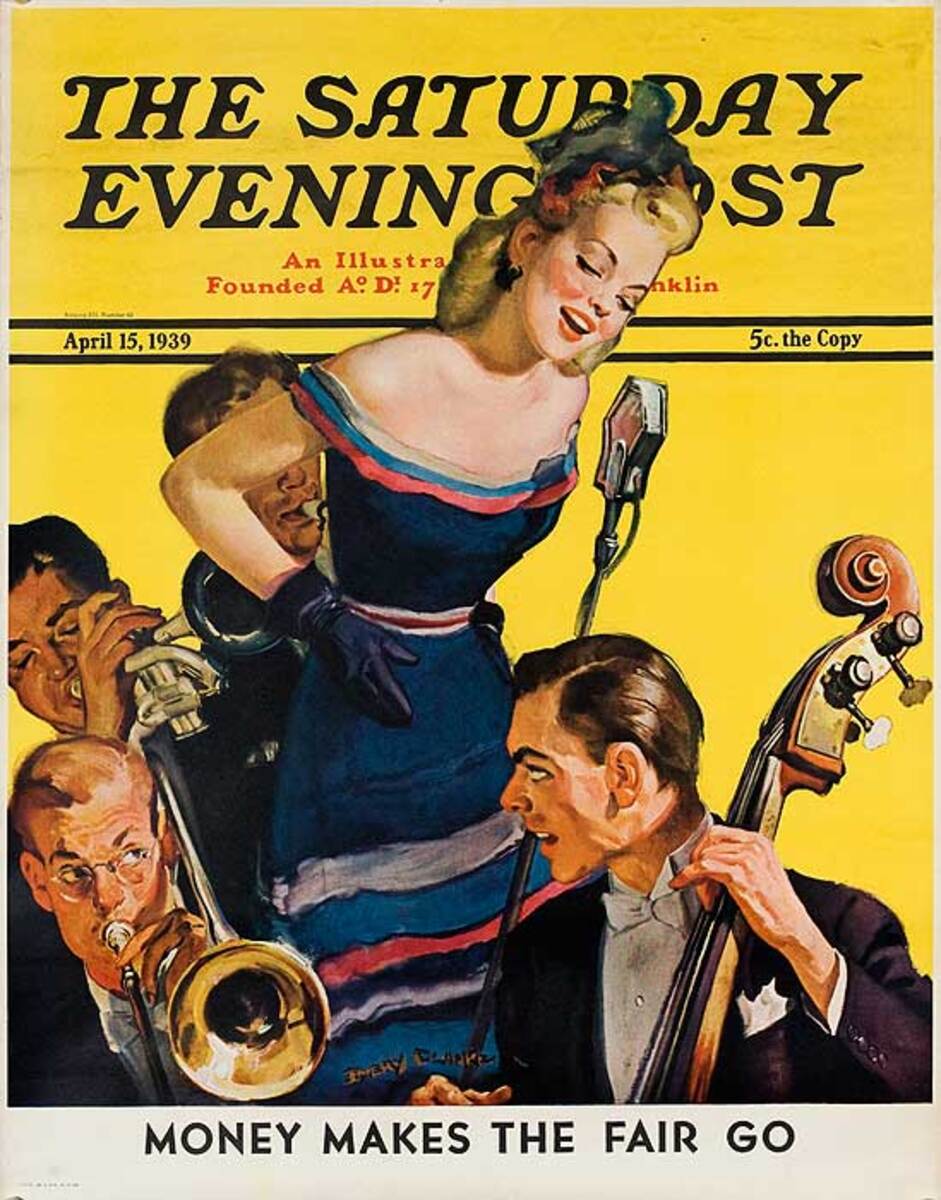 The Saturday Evening Post Original Advertising Poster April 15, 1939