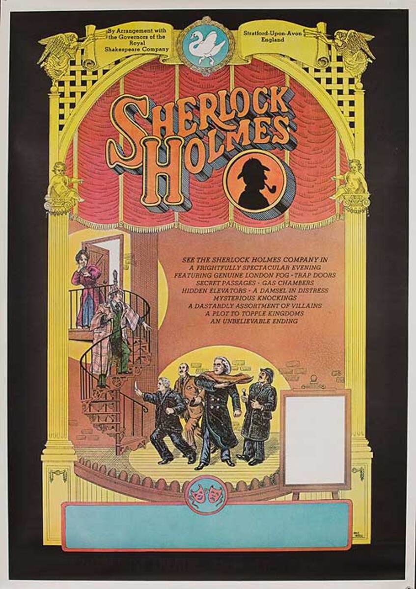 Sherlock Holmes American 70s Theatre Poster