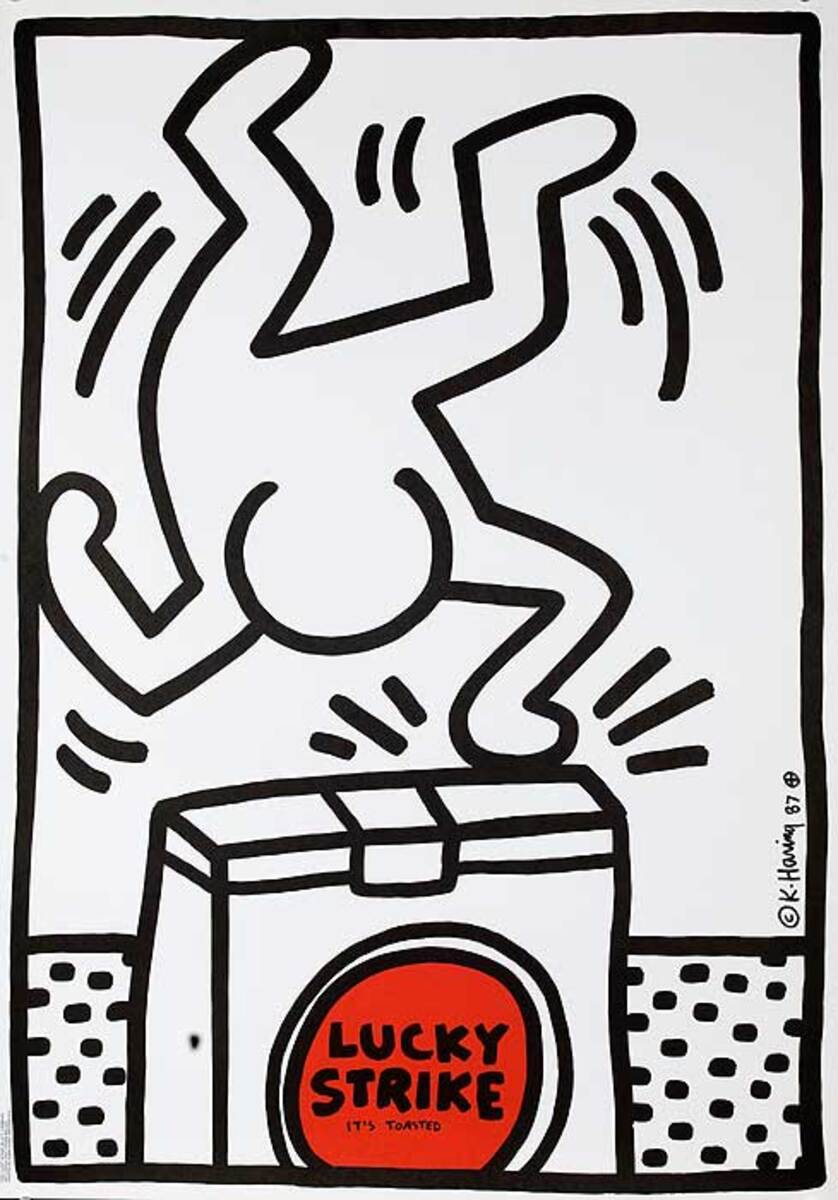 Lucky Strikes Original Keith Haring Advertising Poster White