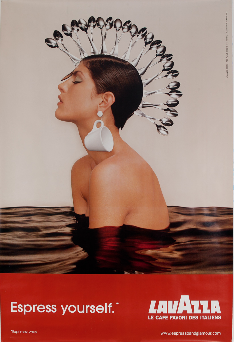 Lavazza Coffee Express Yourself Original Advertising Poster woman w/spoon headdress