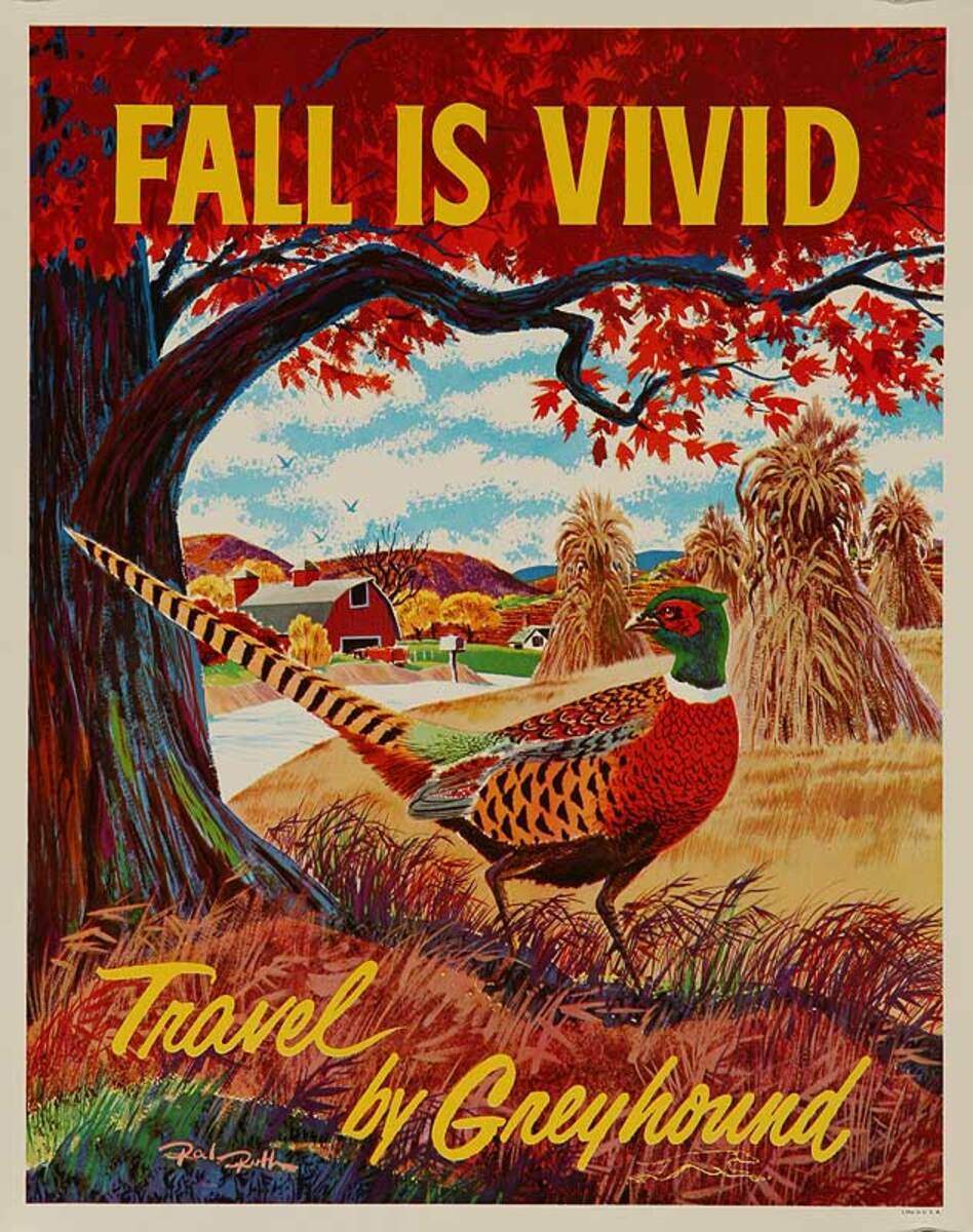 Fall is Vivid Original Greyhound Bus Poster