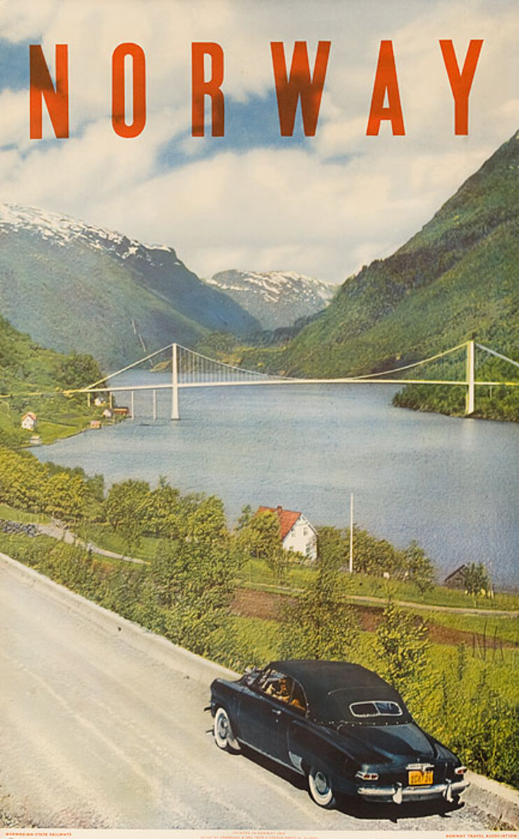 Original Norway Travel Poster bridge photo
