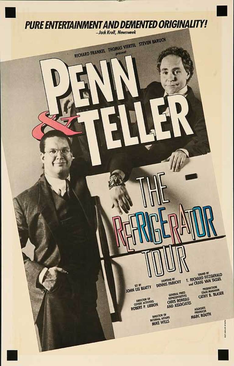 Penn & TellerThe Refrigerator Tour Original American Theater Lobby Card