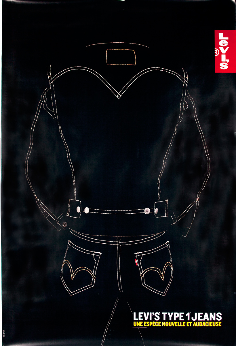 Levis Type 1 Jeans Original Advertising Poster mans back