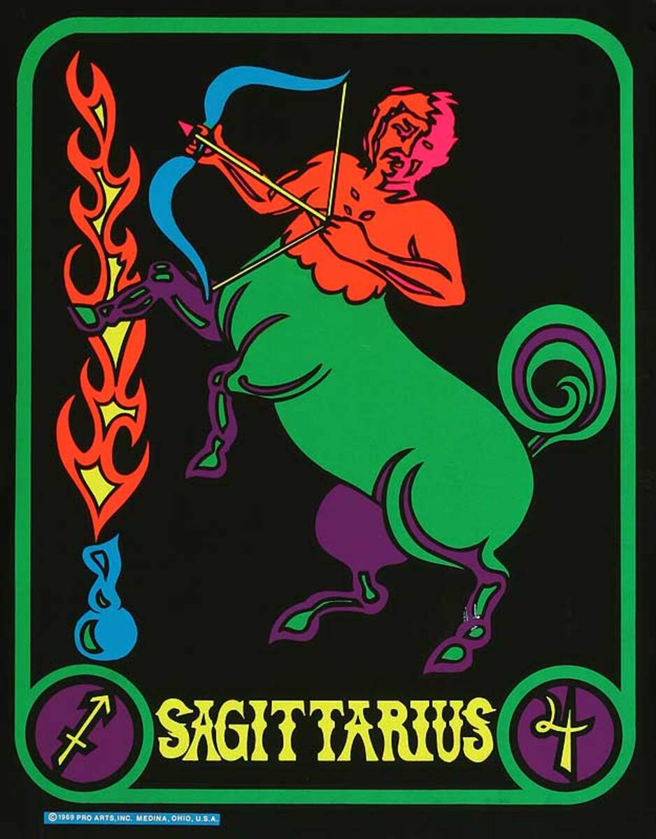 Sagatarius Original 1969 Black Light Poster