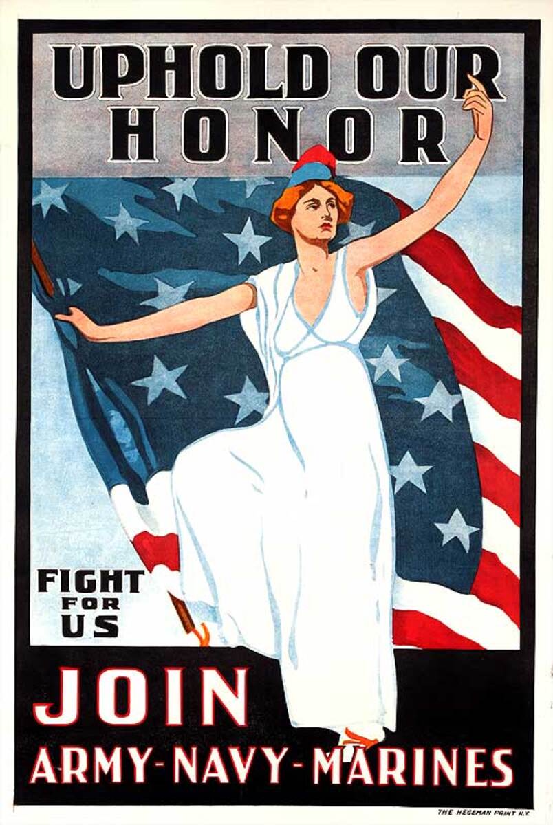 Uphold Our Honor Original American WWI Recruiting Poster Army NAvy Marines