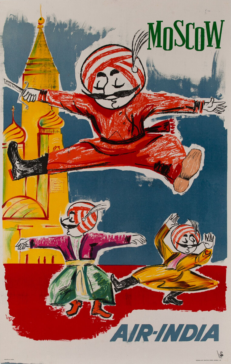 Air India Moscow Original Travel Poster