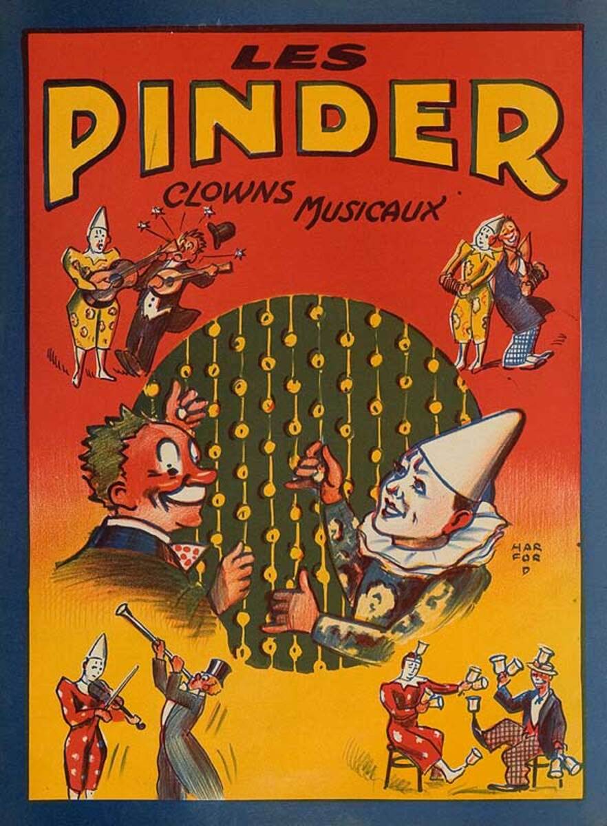 Cirque Pinder Original French Circus Poster Clowns