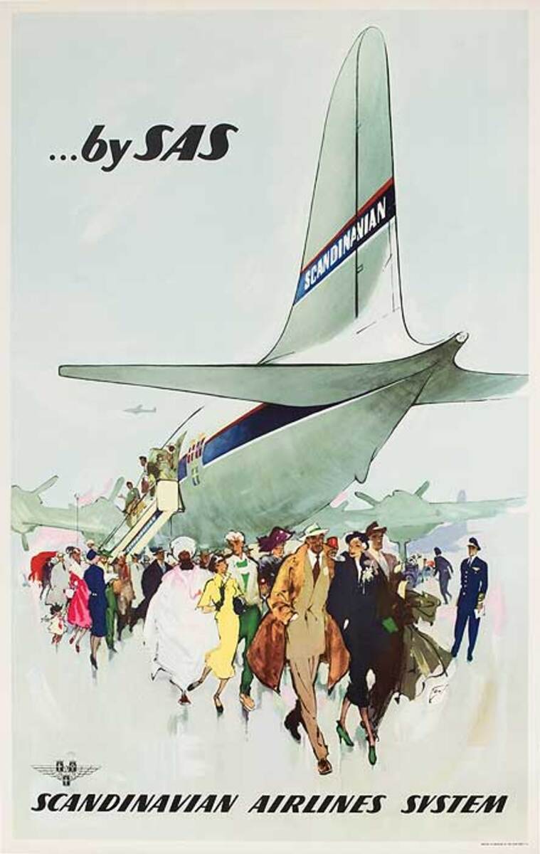 Original SAS Travel Poster Aircraft Tail