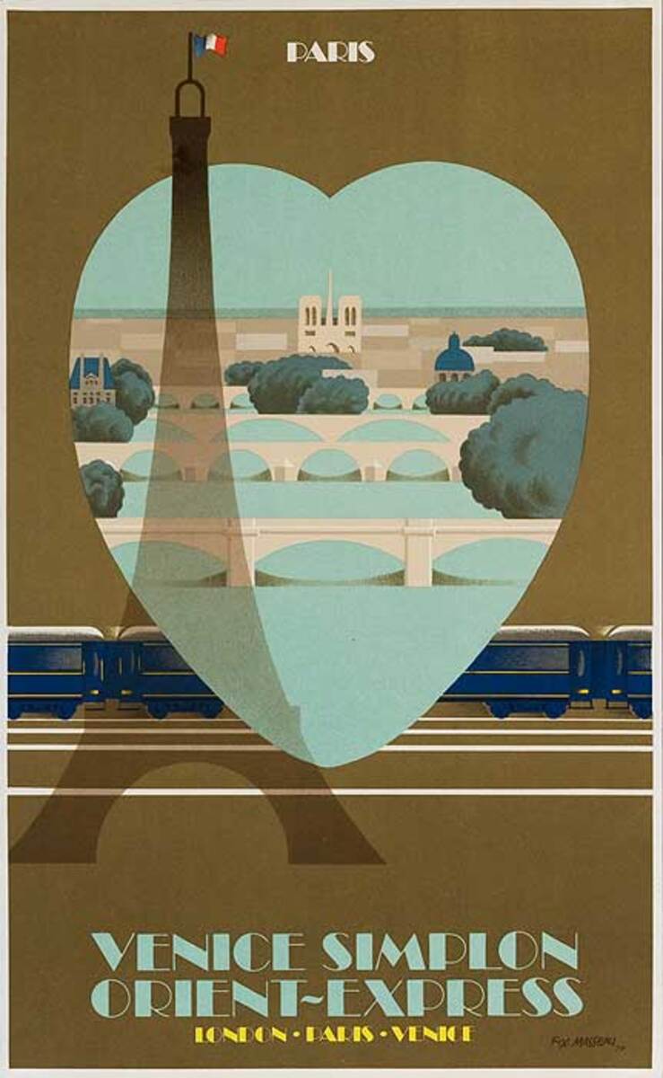 Venice Simplon Orient Express Eiffel Tower Original Travel Poster