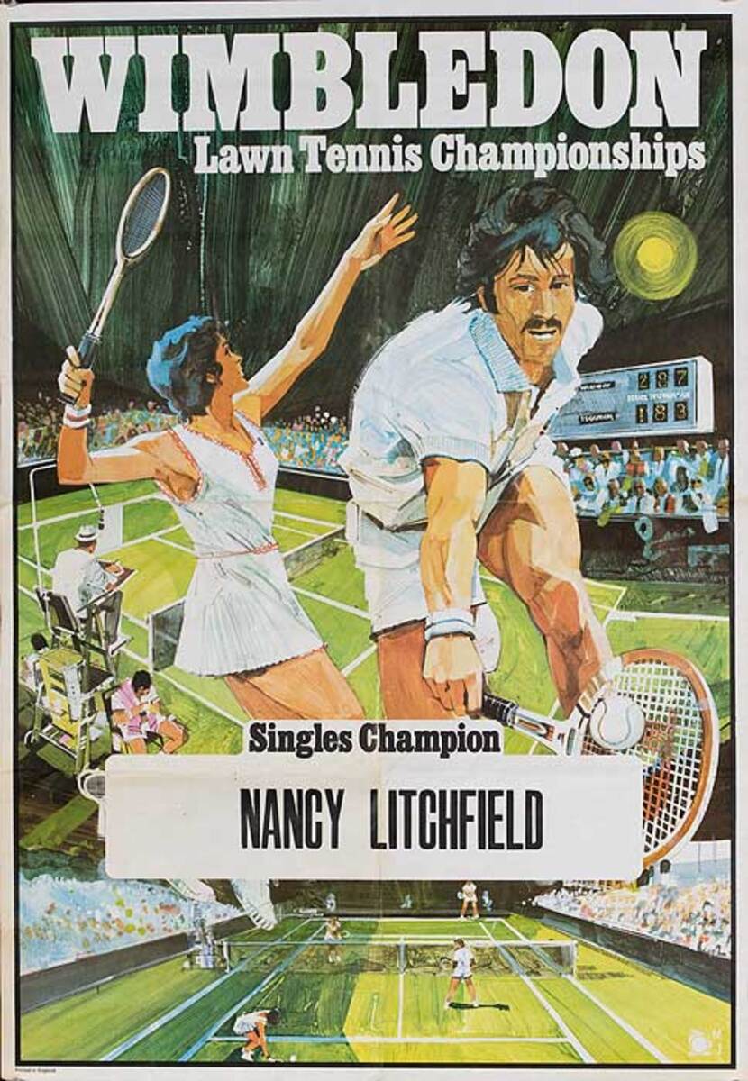 Wimbledon Lawn tennis Championship Poster Singels Champion Nancy Litchfield