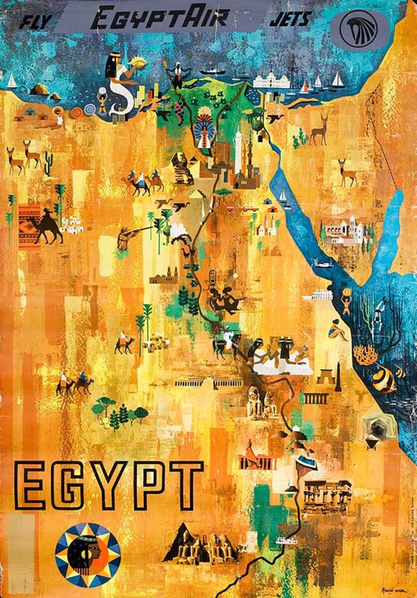 Egypt Air Original Travel Poster