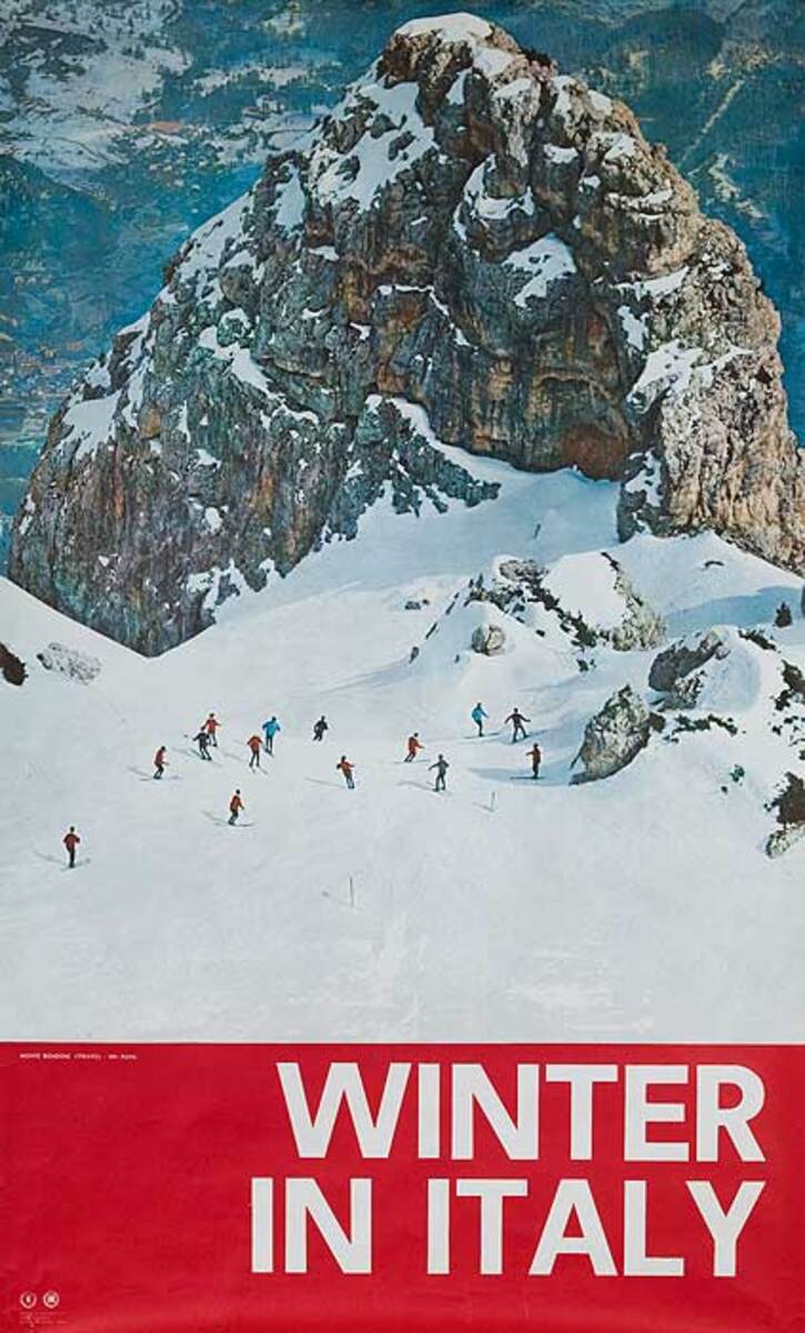 Italy In Winter Original ENIT Italian Travel Ski Poster