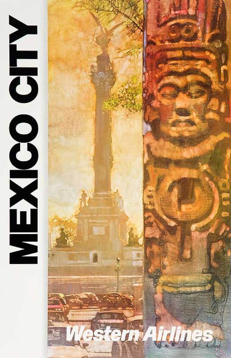 Original Western Airlines Mexico City Travel Poster
