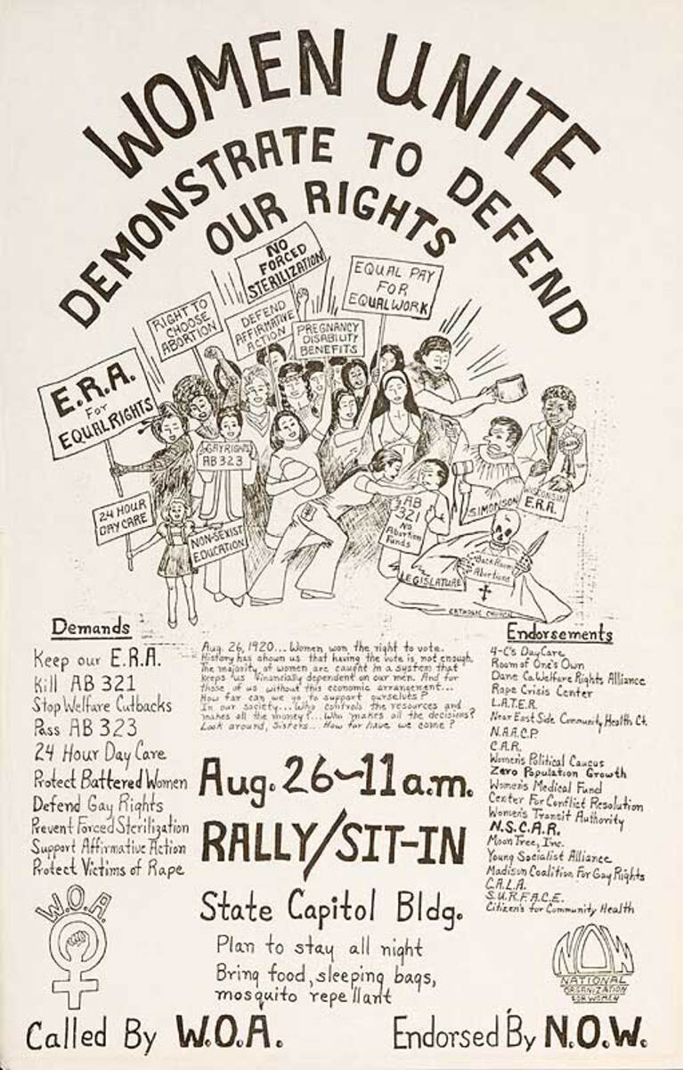 Women Unite - Demonstrate to Defend Our Rights Original American Protest Poster
