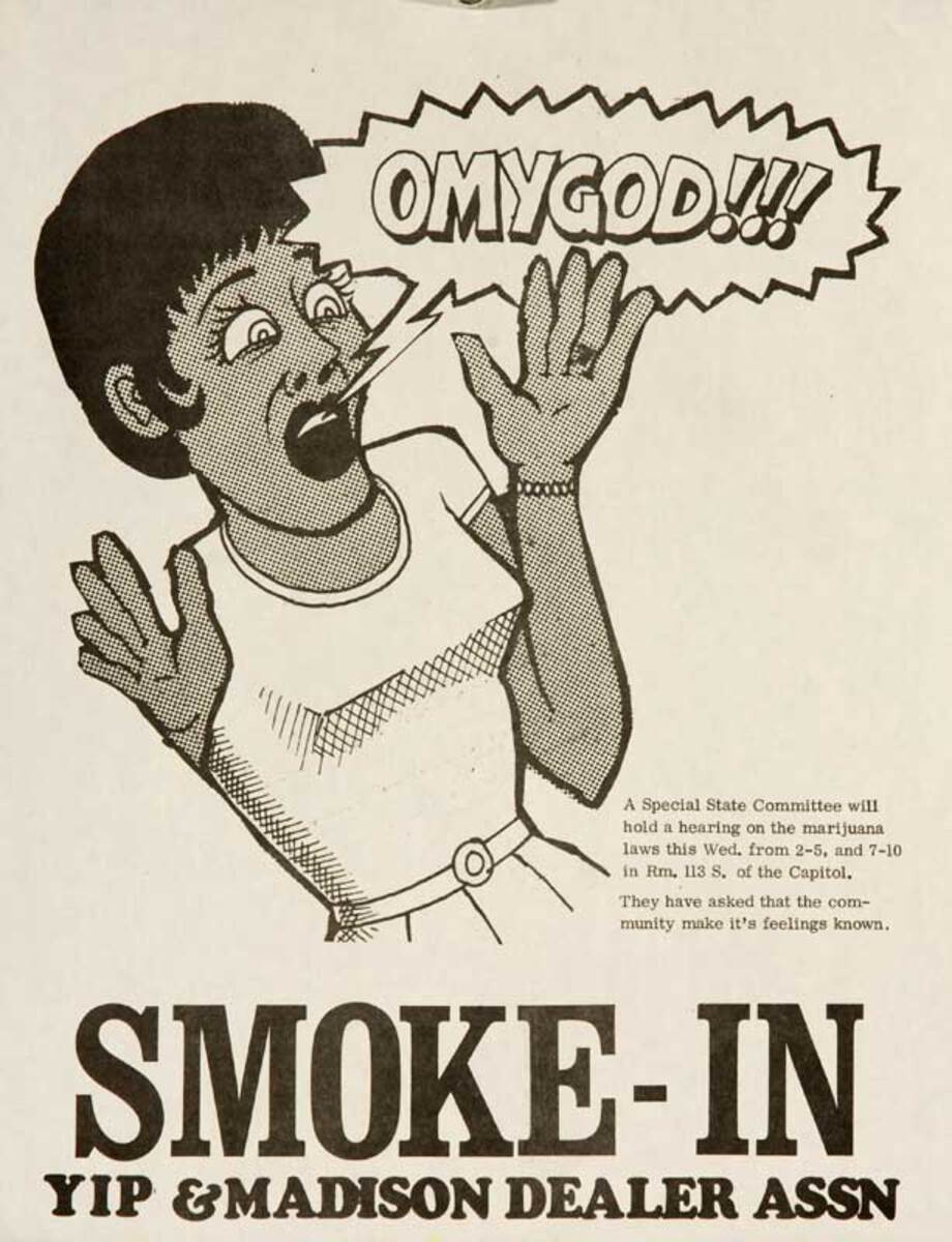 Smoke-In Yip and Madison Dealer Assn original American Marijuana Protest Poster