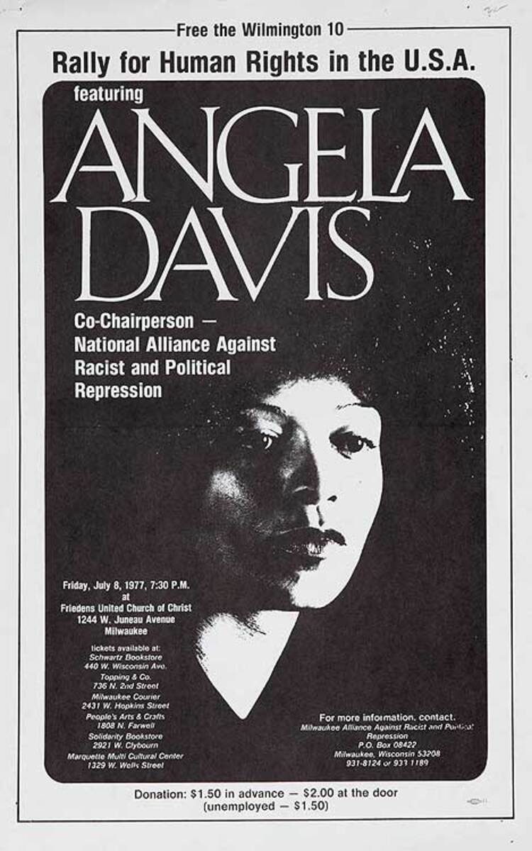 Rally For Human Rights Angela Davis Original American Protest Poster