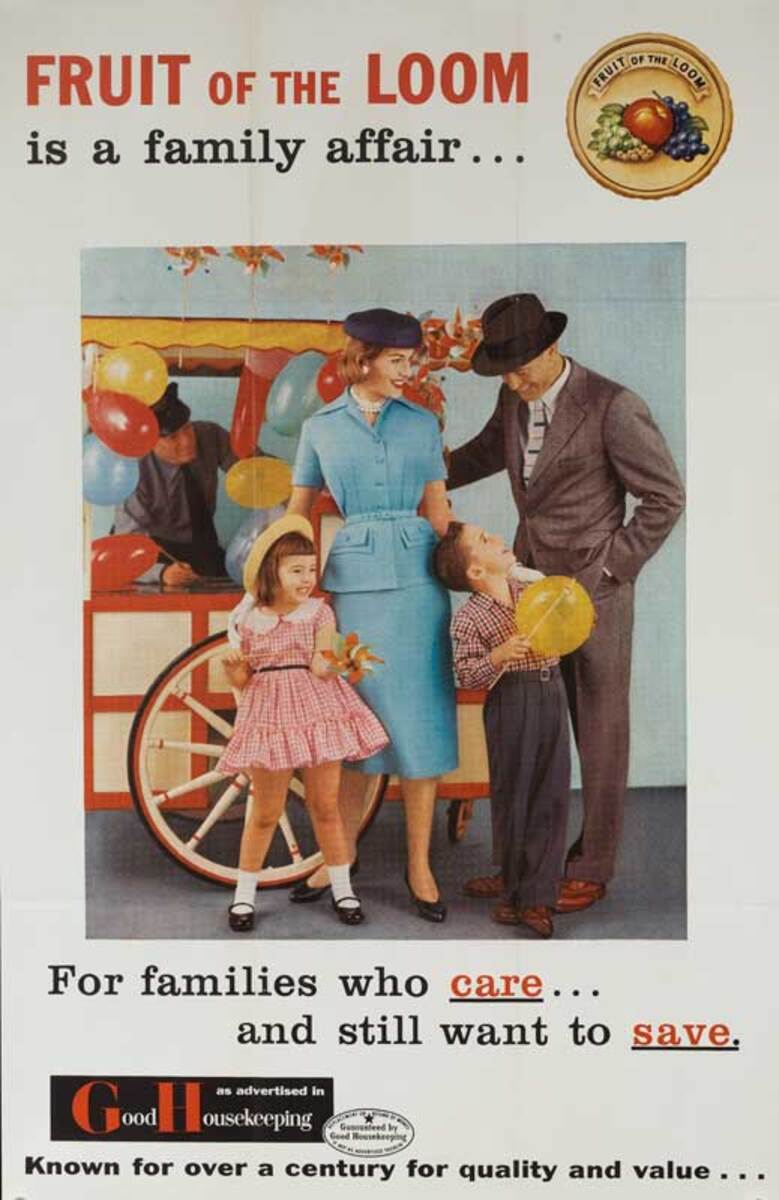Fruit of the Loom Original American Advertising Poster a Family Affair baloon