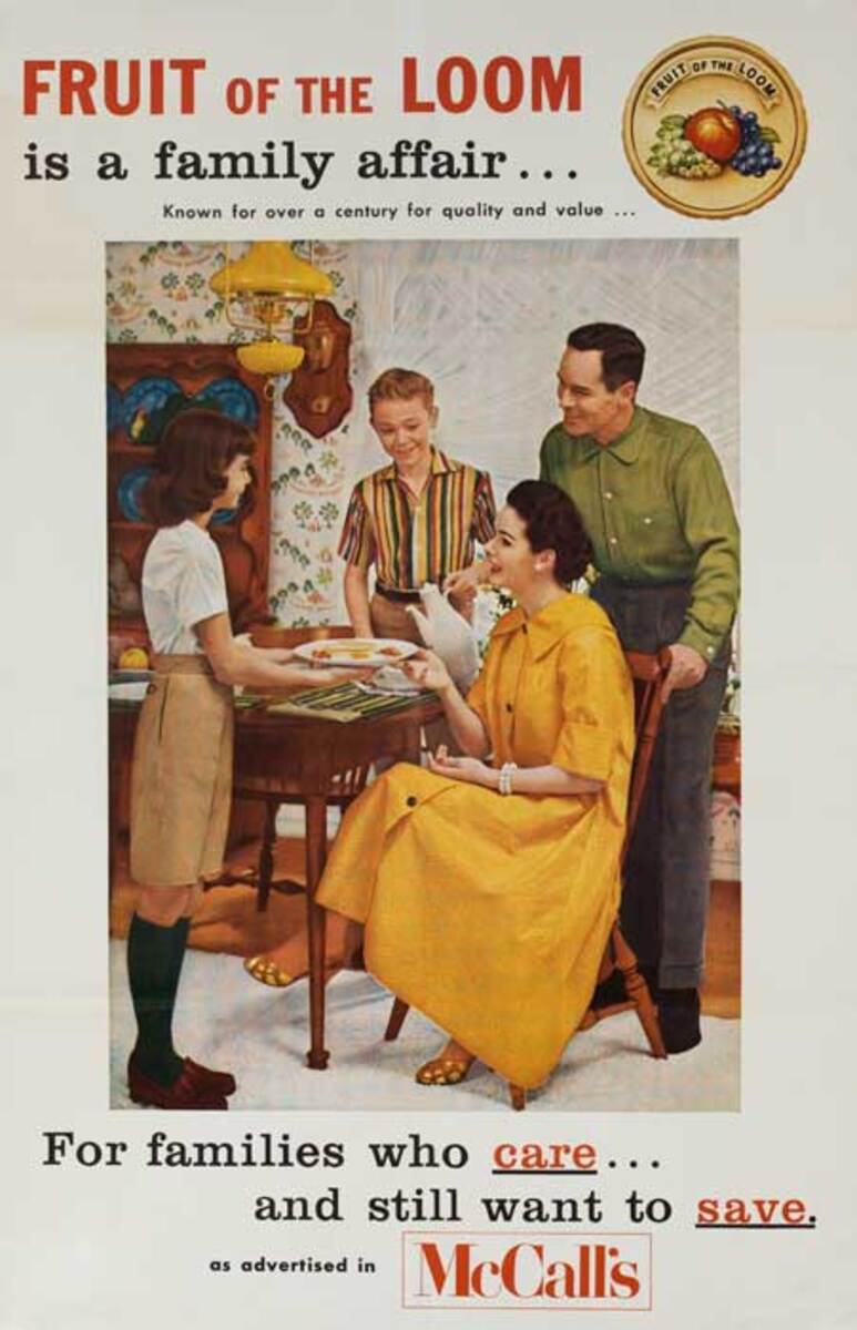 Fruit of the Loom Original American Advertising Poster A Family Affair meal